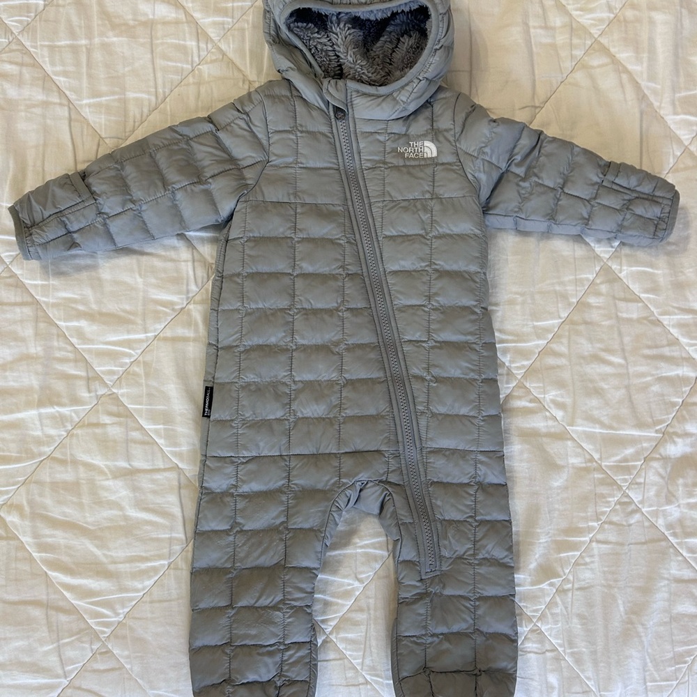 The North Face Kids Gray Quilted Footie